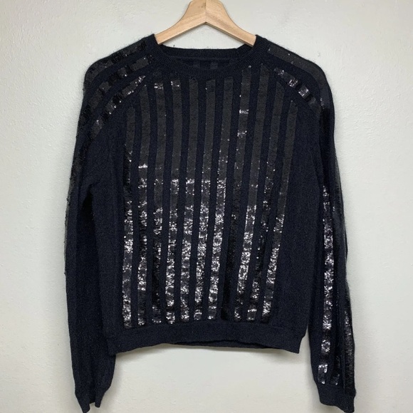 Eleven Paris Sweaters - Eleven Paris Angora and Sequin stripe Sweater